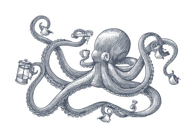 octopus-woodcut